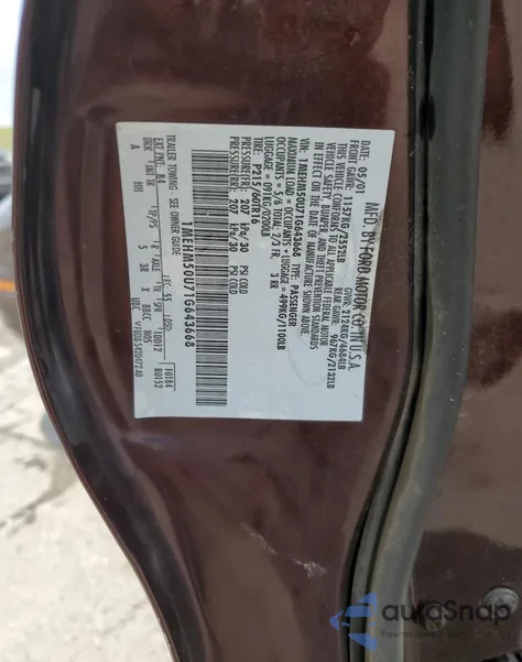 2001 Mercury Sable Gs from USA, damaged, VIN 1MEHM50U71G643668